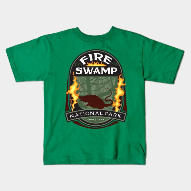 Fire Swamp National Park Kids T-Shirt by MindsparkCreative